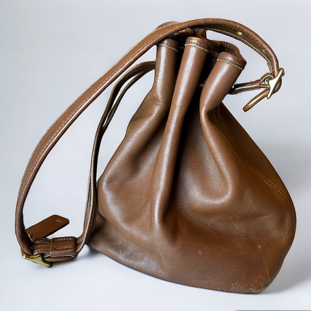 Vintage Brown Leather Coach EOD-9165 Legacy Drawstring Bucket Bag